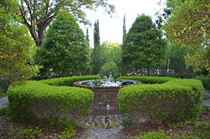 dipping pool and heirloom rose garden of the Burgwin-Wright House
